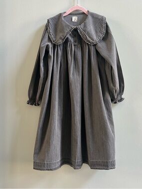 Analogie by Lil Legs Girls' Denim Tencel Gray Wash Long-Sleeve Dress, Size 8